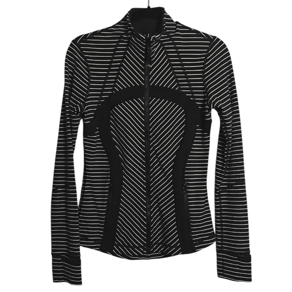 lululemon athletica Jackets & Blazers - LULULEMON Define Jacket Full Zip Parallel Striped Black and White Size 6